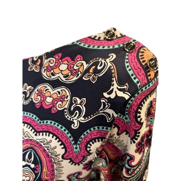 Charter Club Womens Paisley Print Top Medium Multicolor Boatneck - Picture 4 of 6